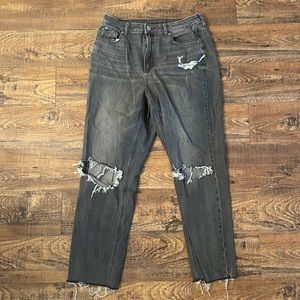 American Eagle Black/Gray Ripped Jeans